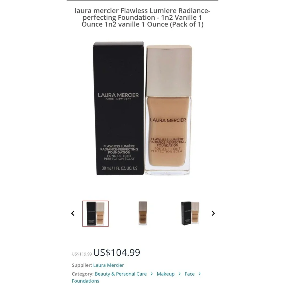 NIB Laura Mercier Real Flawless Weightless Perfecting Foundation 2N1 Cashew 1oz